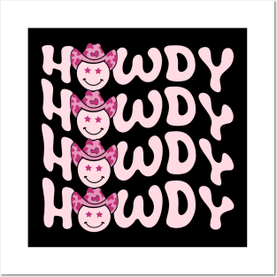 Groovy Howdy Western Girl Country Rodeo Pink Cowgirl Retro Posters and Art